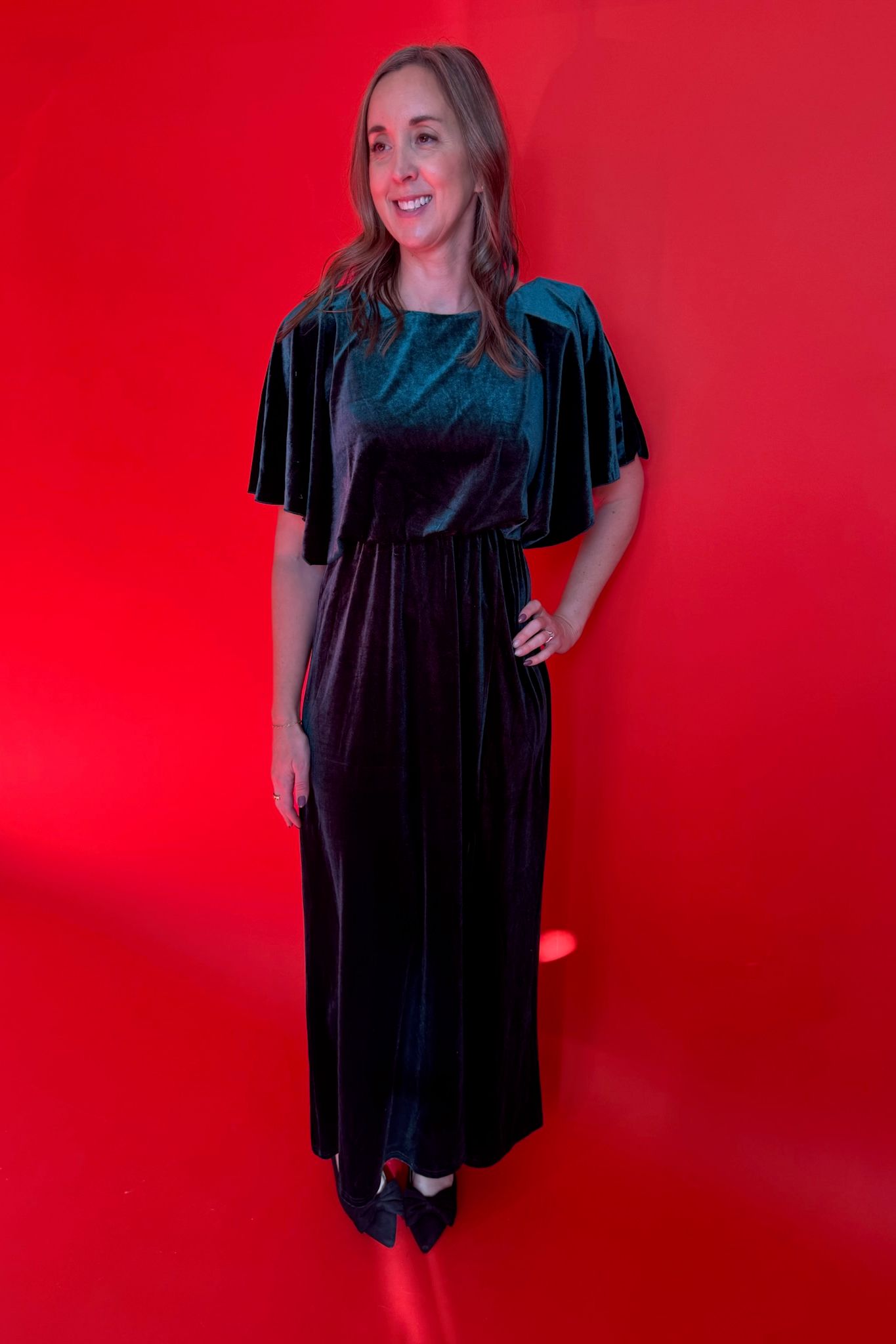 Velvet Green Maxi Dress