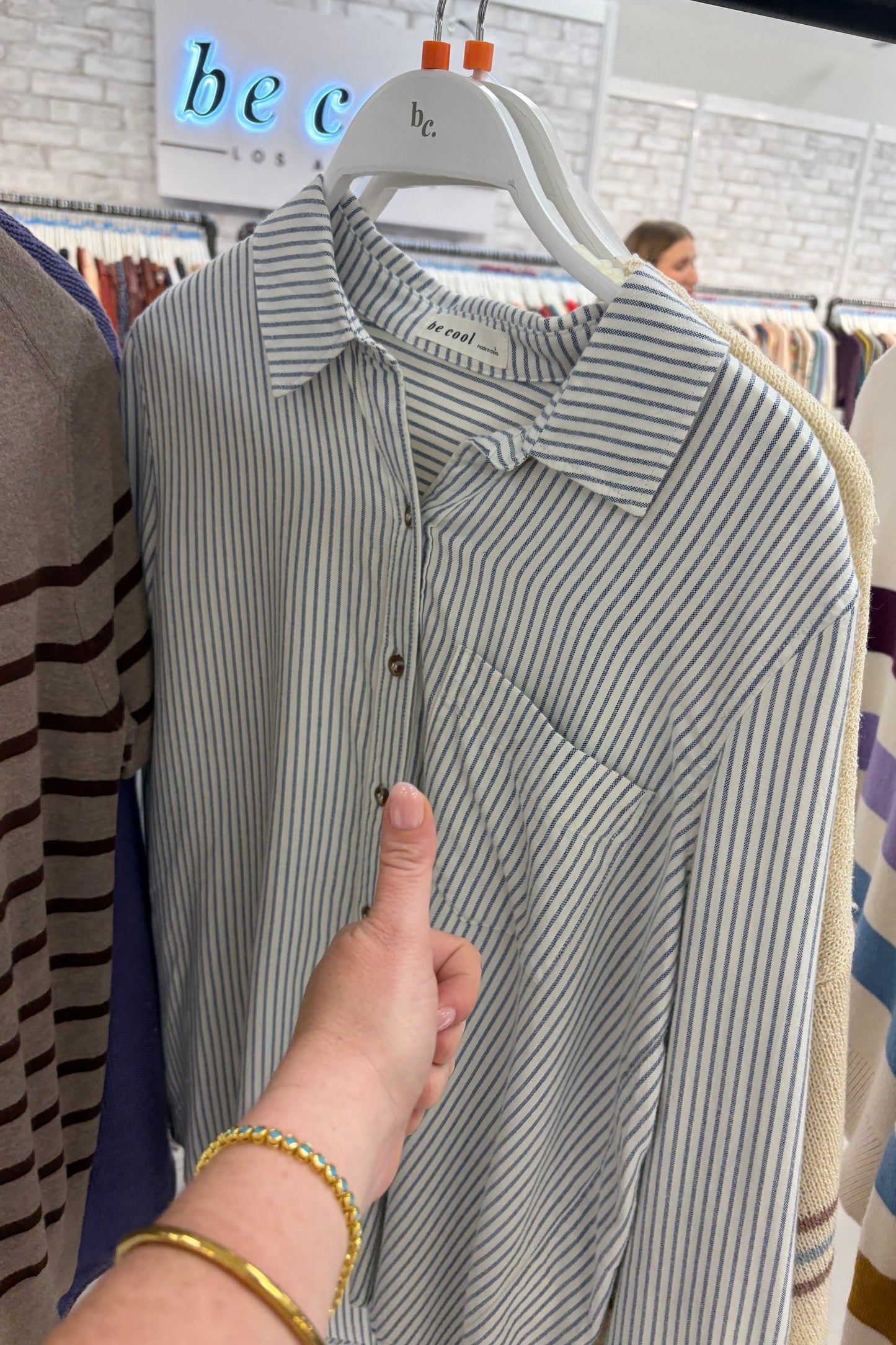 Pinstripe Button Down Long Sleeve
