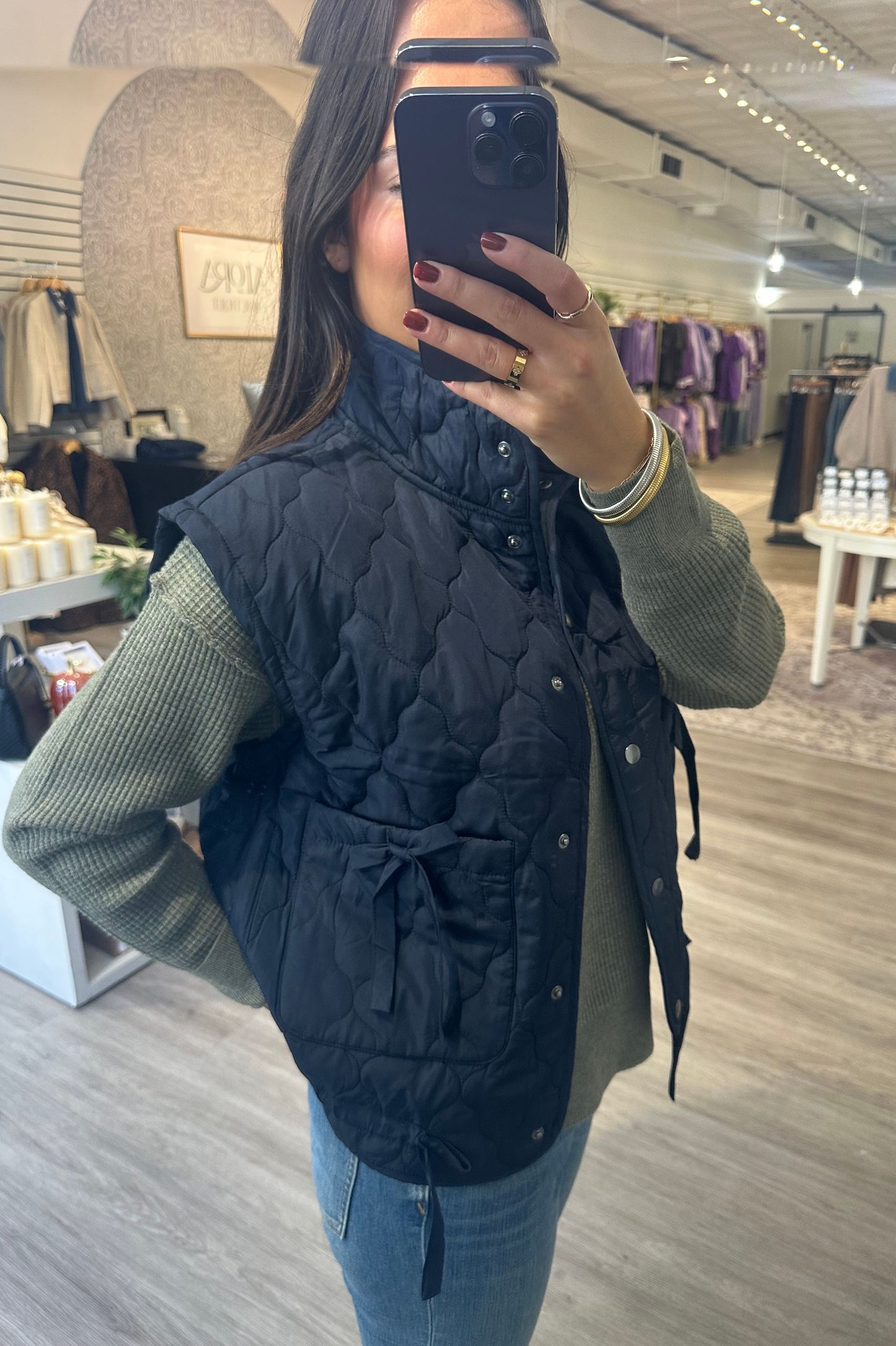 Navy Button Down Vest