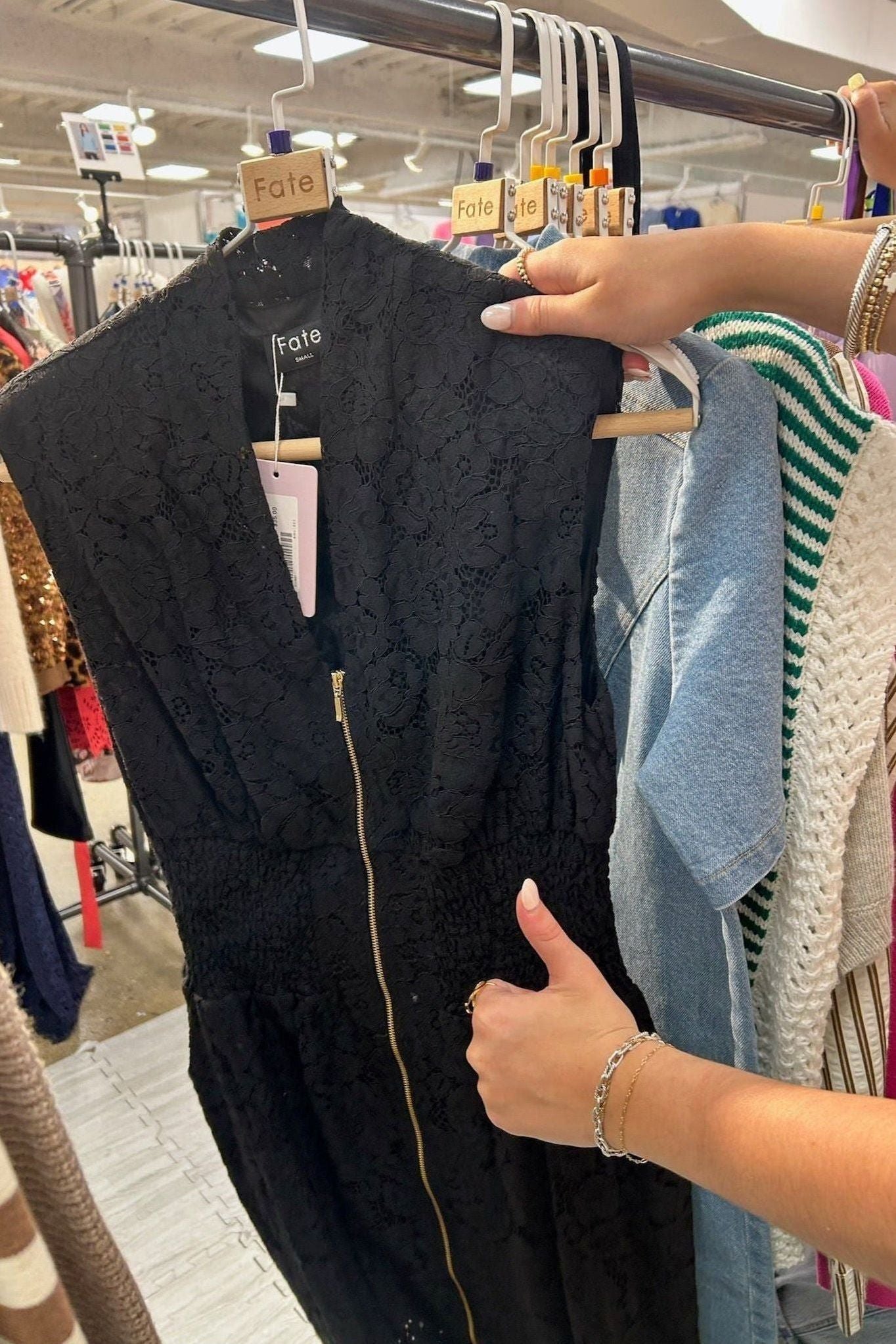 Black Lace Zip Up Dress