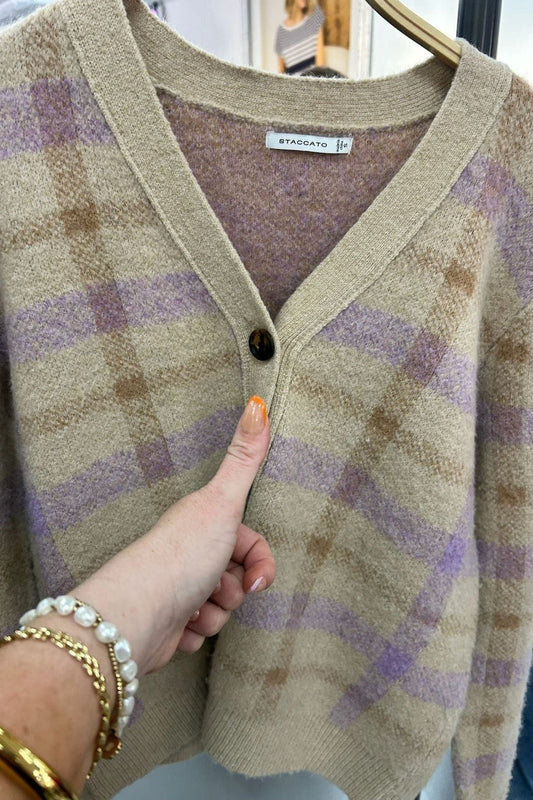 V-Neck Button Down Lavender Cardigan