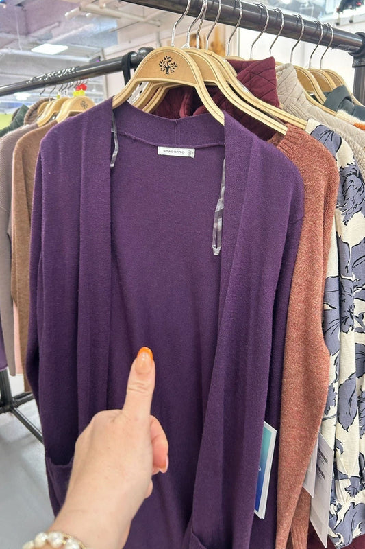 Open Front Purple Cardigan