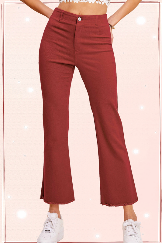 High Waisted Red Flare Pants