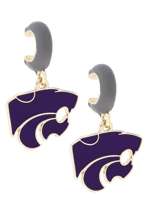 Kansas State Wildcats Enamel Logo Huggie Hoop Earrings