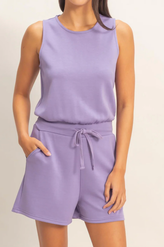 Lavender Soft Tie Waist Romper