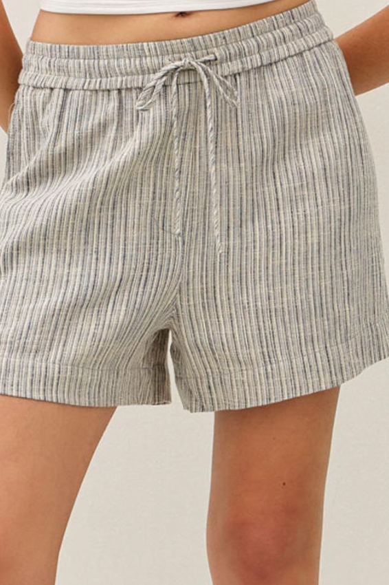Linen Blend Striped Pull On Shorts
