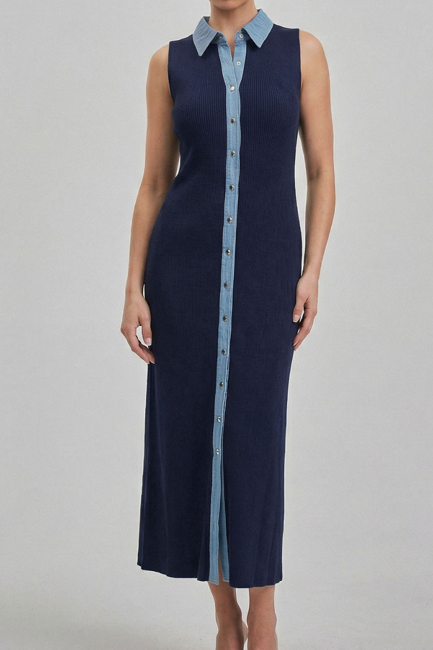 Denim Knit Maxi Dress