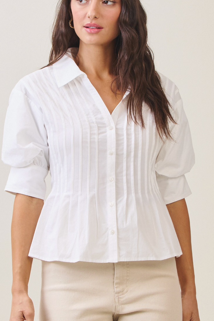 Short Sleeve Pintuck Shirt