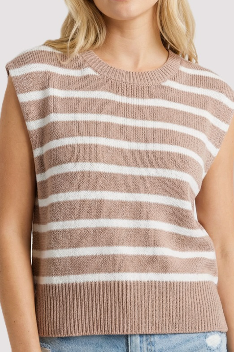Mocha Striped Sweater Vest