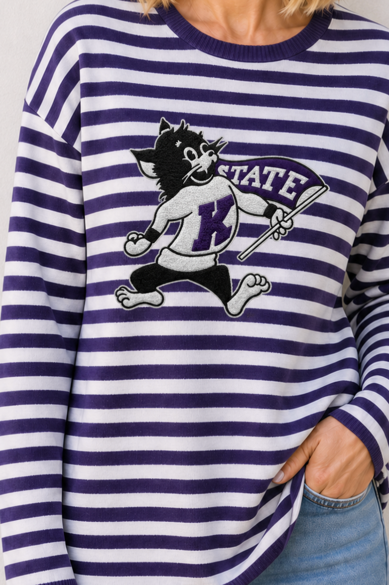 K-State Embroidered Willie Stripe Sweater