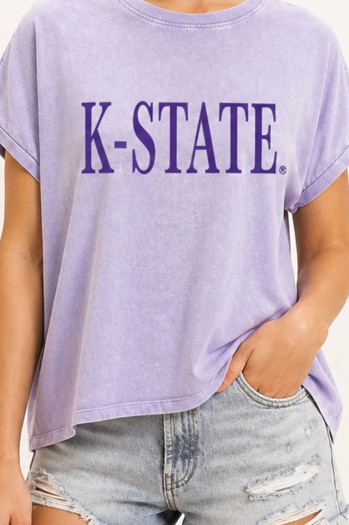 K-State Mineral Wash Lavender Tee