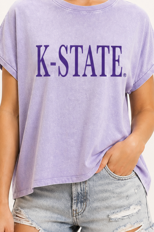 K-State Mineral Wash Lavender Tee