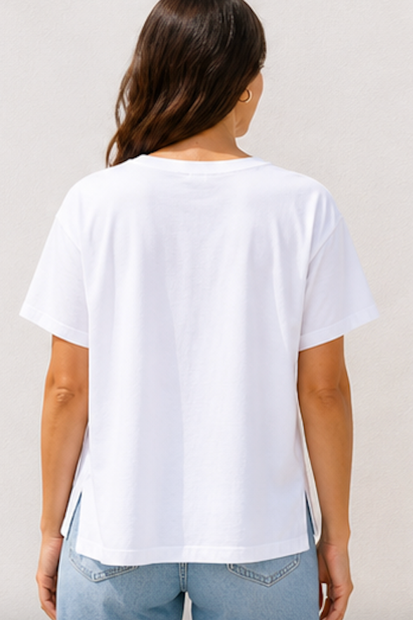 K-State Embroidered Box Tee – White