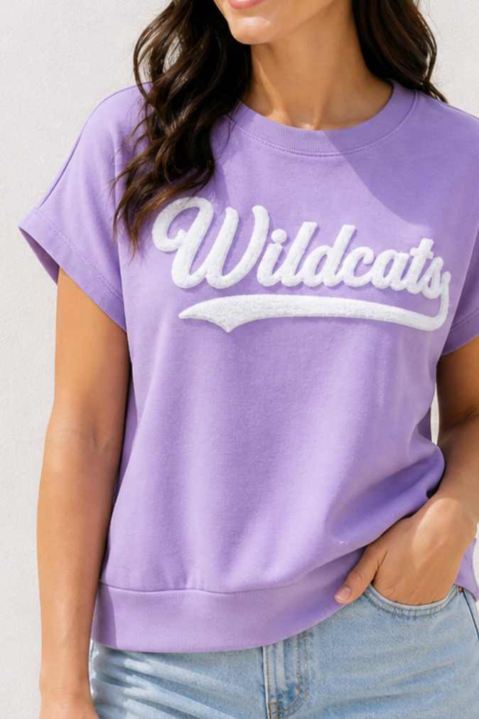 K-State Wildcats Puff Ink Script Tee – Lavender