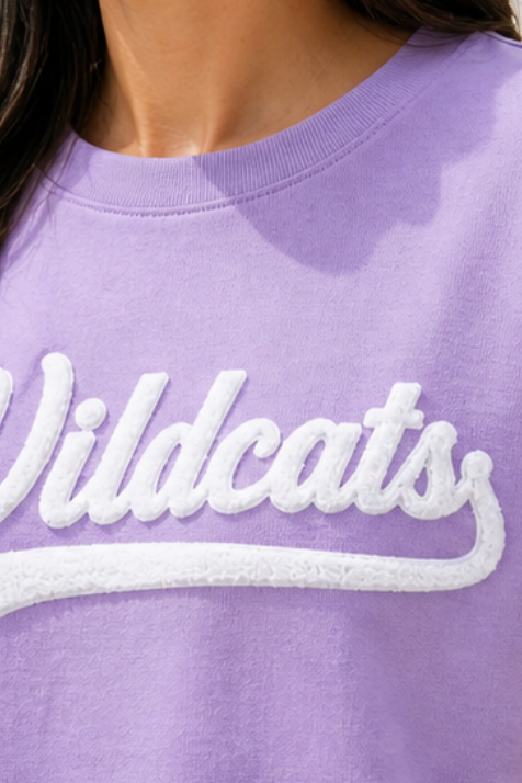 K-State Wildcats Puff Ink Script Tee – Lavender