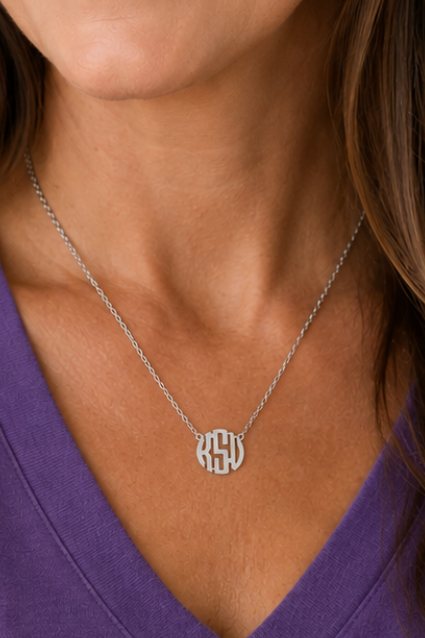 KSU Monogram Necklace - Silver