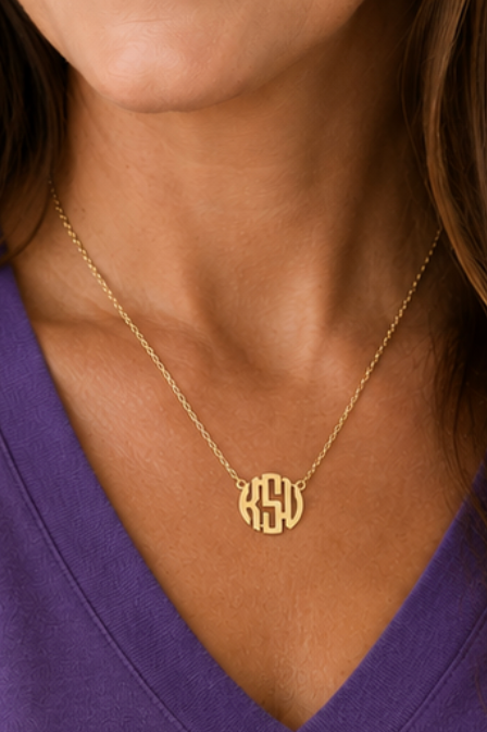 KSU Monogram Necklace - Gold