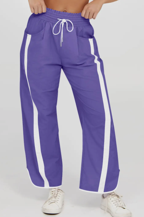 Athletic Purple Side Stripe Track Pants