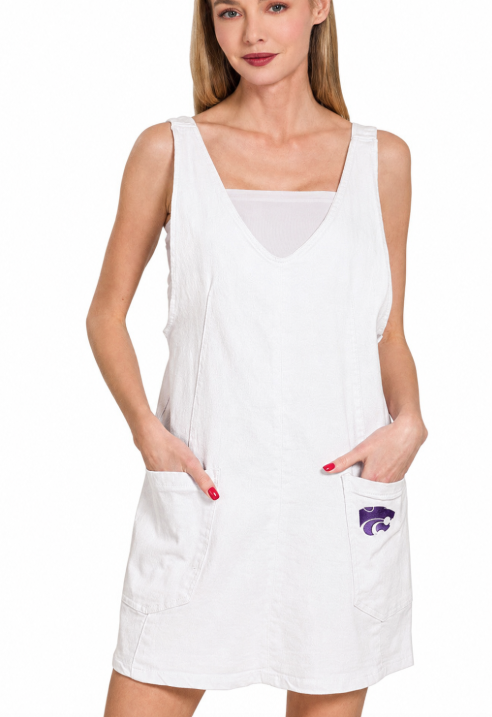 Washed White Overall Dress