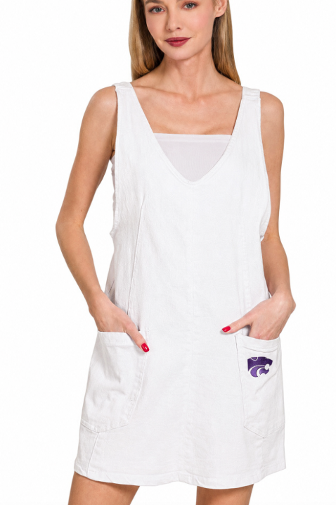 Washed White Overall Dress