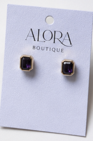 Purple/White Enamel Stud