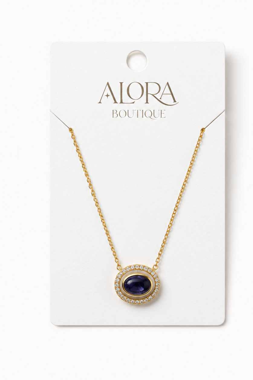 Purple and White Enamel Necklace