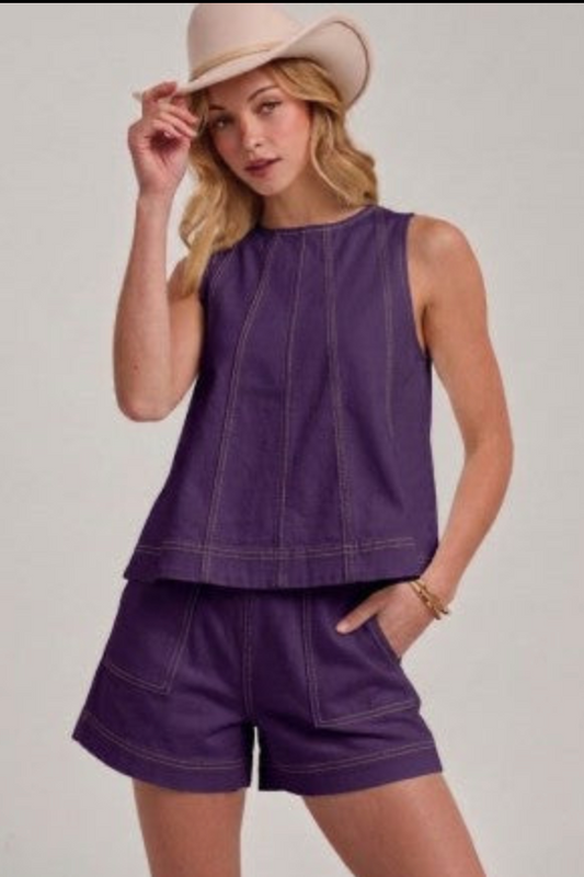 Denim Purple Comfy Shorts