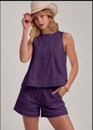Sleeveless Purple Denim Top