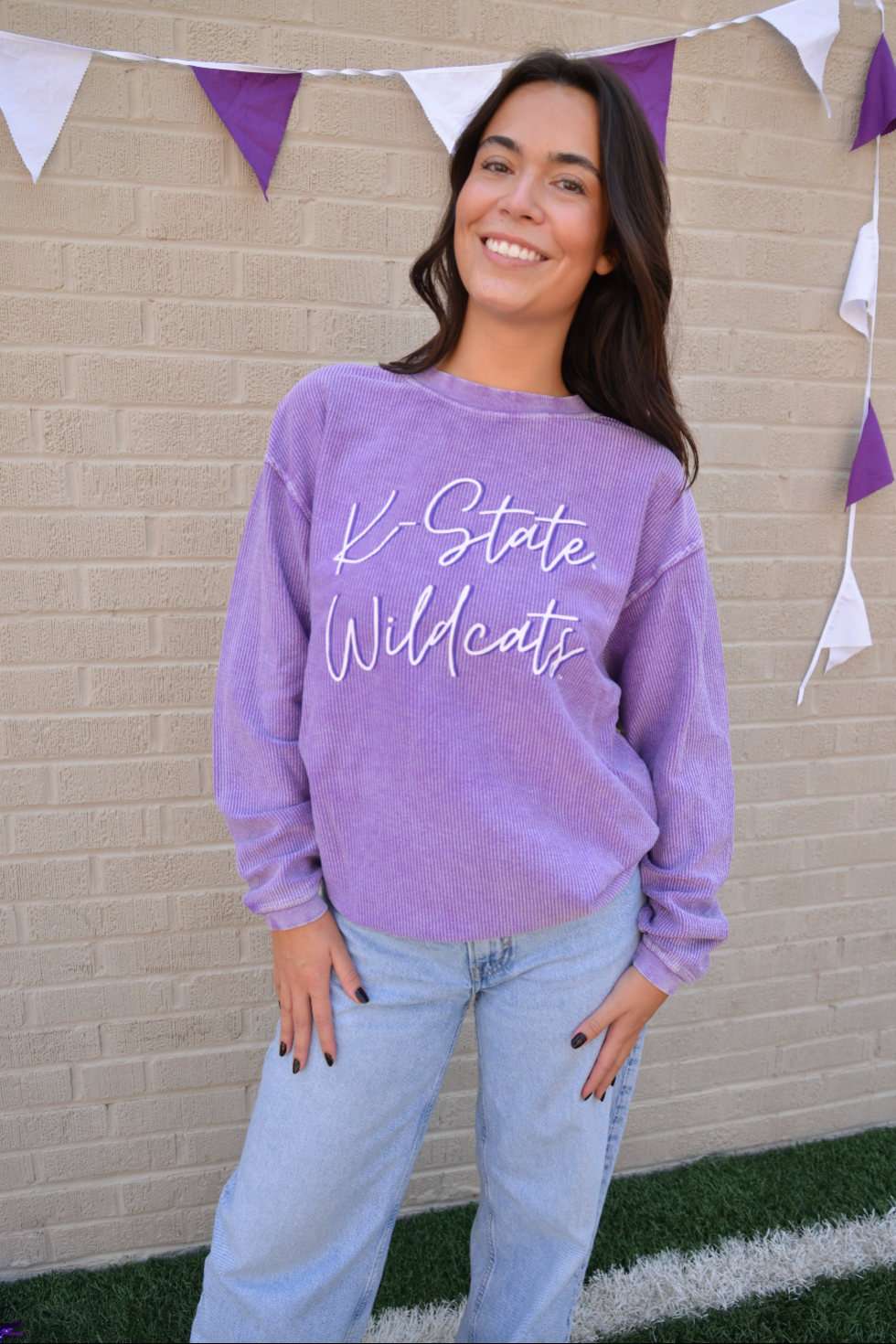 K-State Purple Corded Oversized Sweater