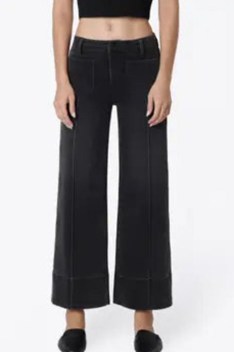 High Rise Patch Pocket Black Jeans