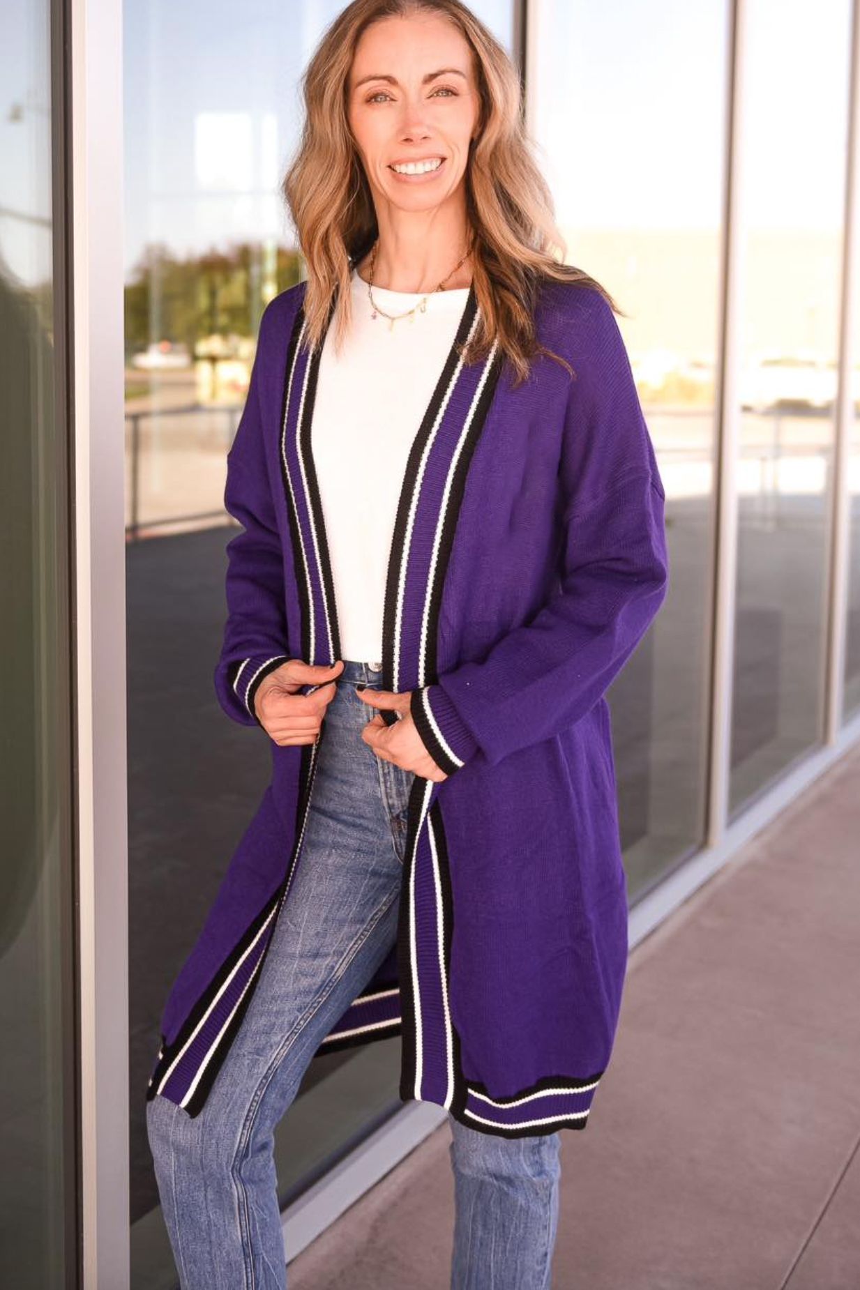 Purple & White Cardigan