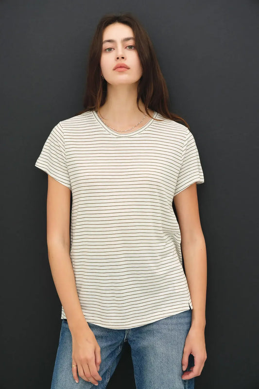 Olive Striped Relaxed Top