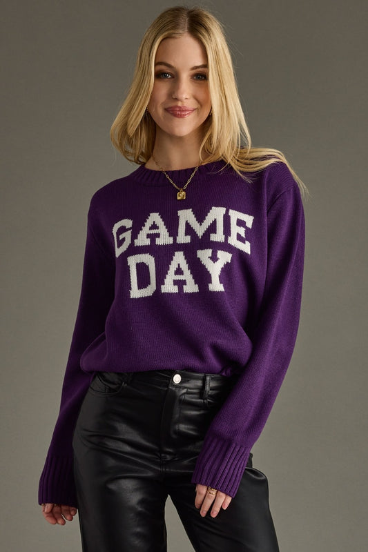 Purple “Game Day” Knit Sweater