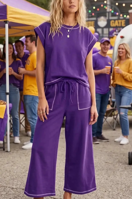Scuba Purple Raw Edge Top
