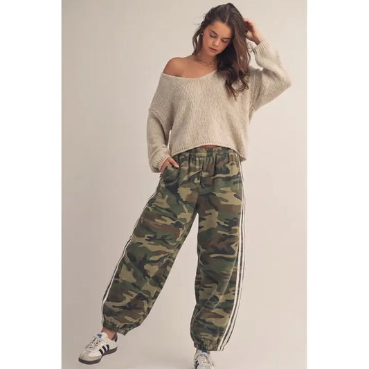 Soft Washed Camo Stripe Jogger Pants