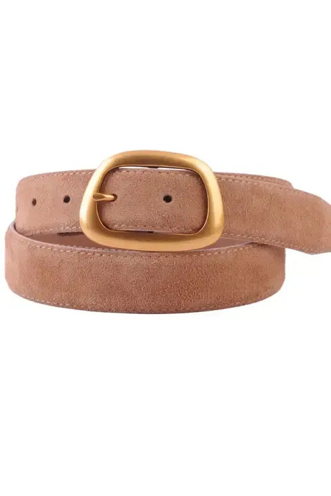 Suede Caramel Belt Gold Buckle