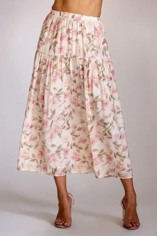 Floral Tiered Midi Skirt
