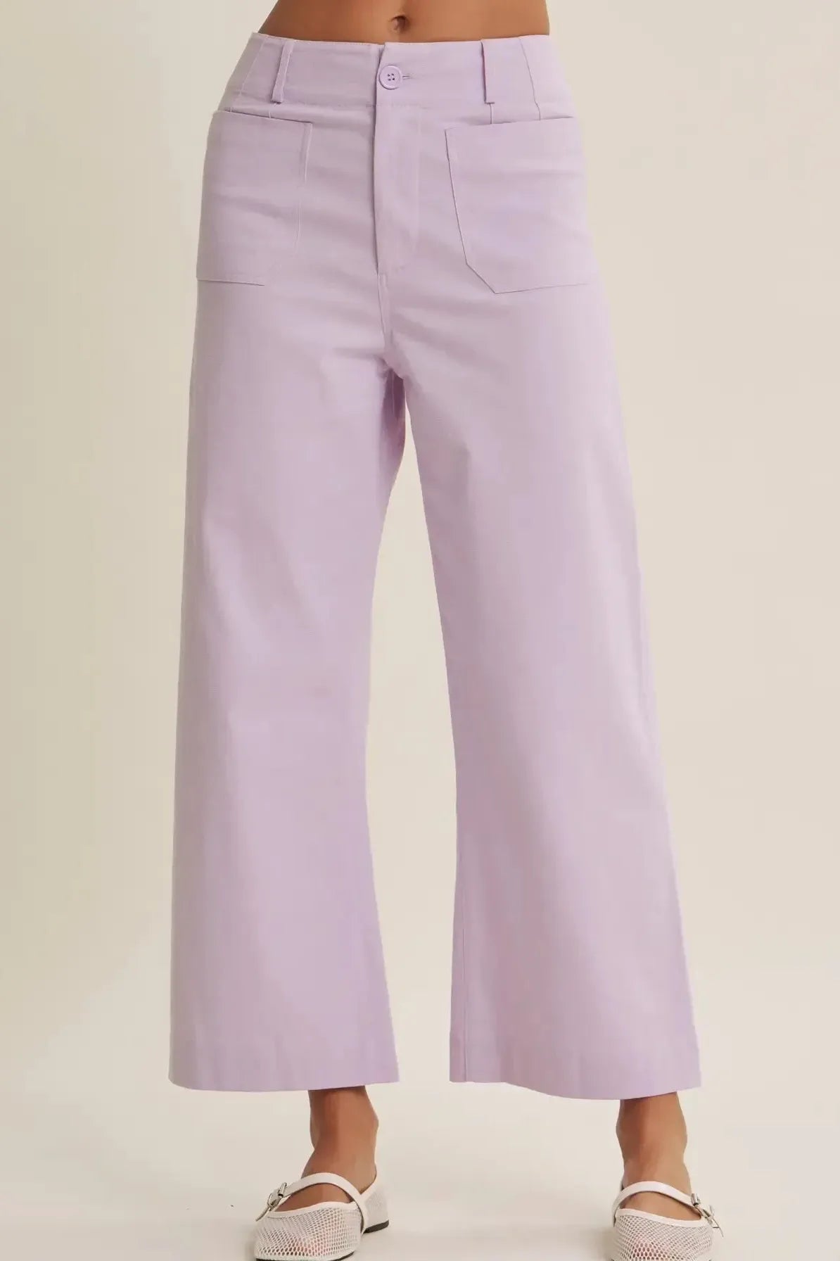 Lavender Stretchy Ankle Pants with Pockets