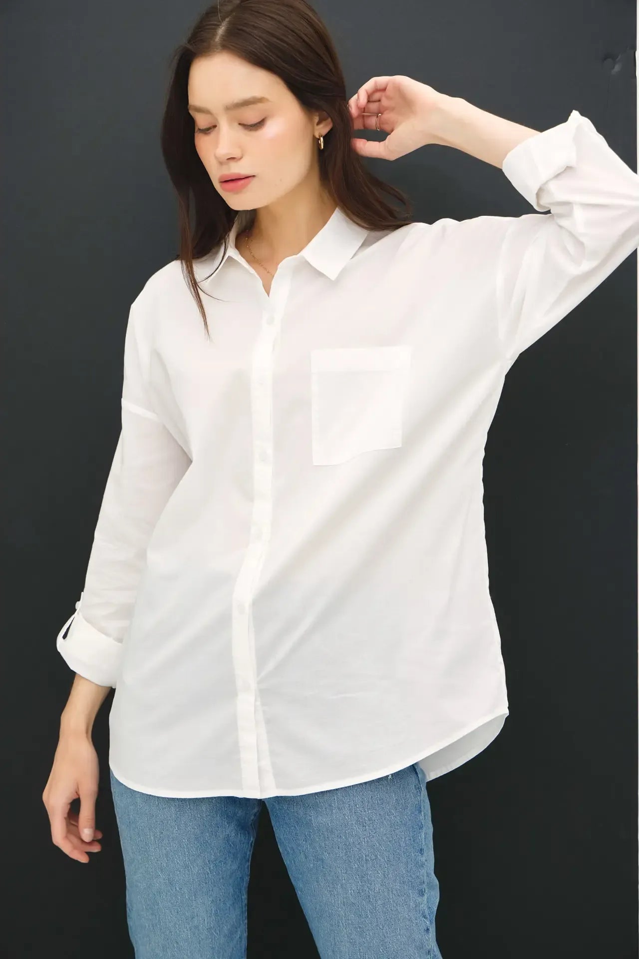 Off White Basic Button Down Shirt