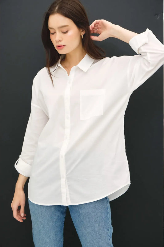 Off White Basic Button Down Shirt