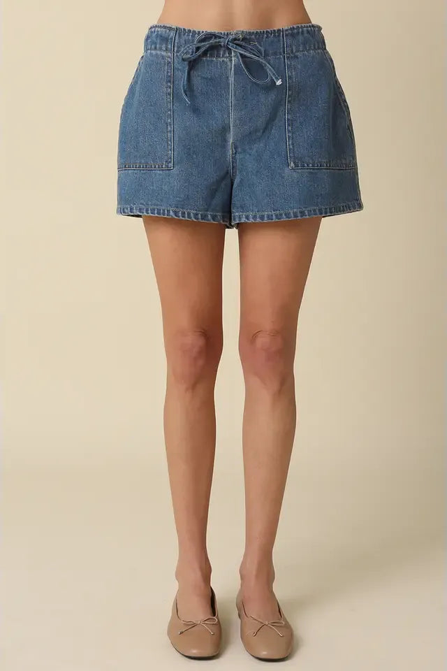 Drawstring Relaxed Fir Denim Shorts