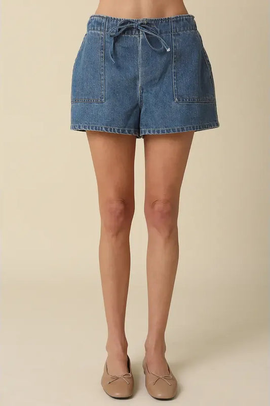 Drawstring Relaxed Fir Denim Shorts