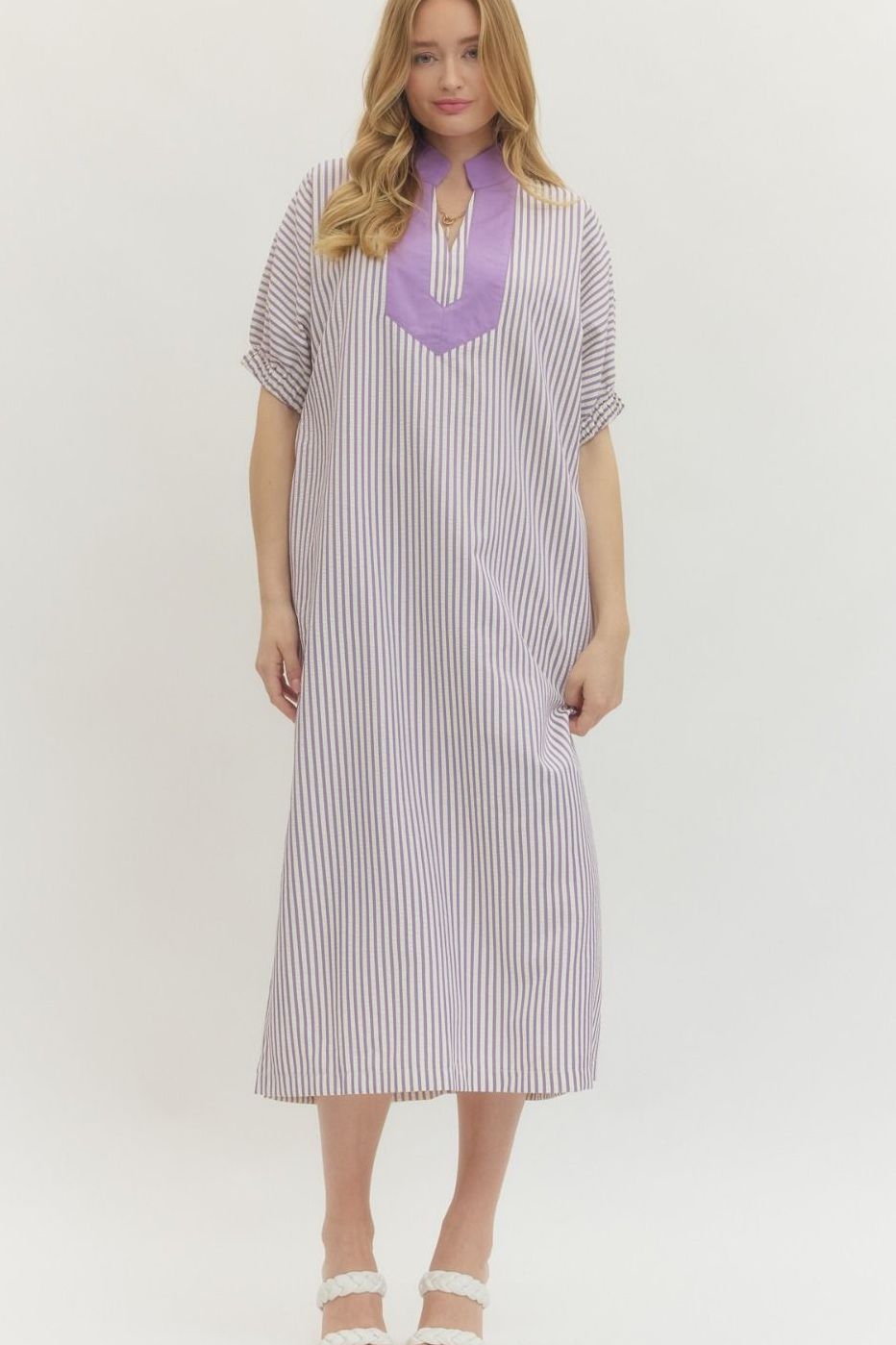 Lavender Midi Stripe Dress
