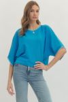 Blue 3/4 Sleeve Relaxed Fit Shirt