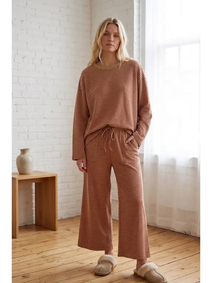 Striped Taupe/Rosewater Straight Leg Pants